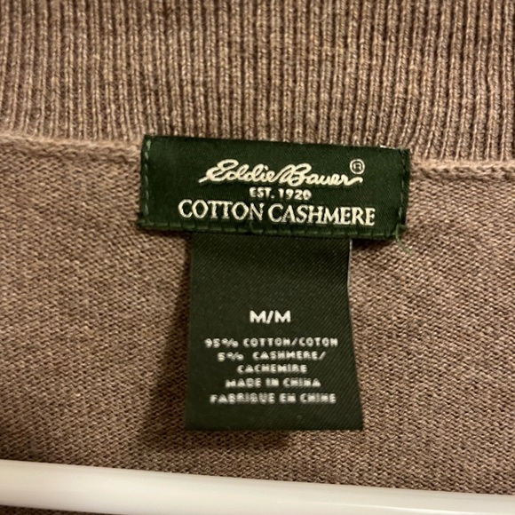 Eddie Bauer Women’s M Cotton Cashmere Tan Button Front Long Cardigan, Pockets - Picture 2 of 8